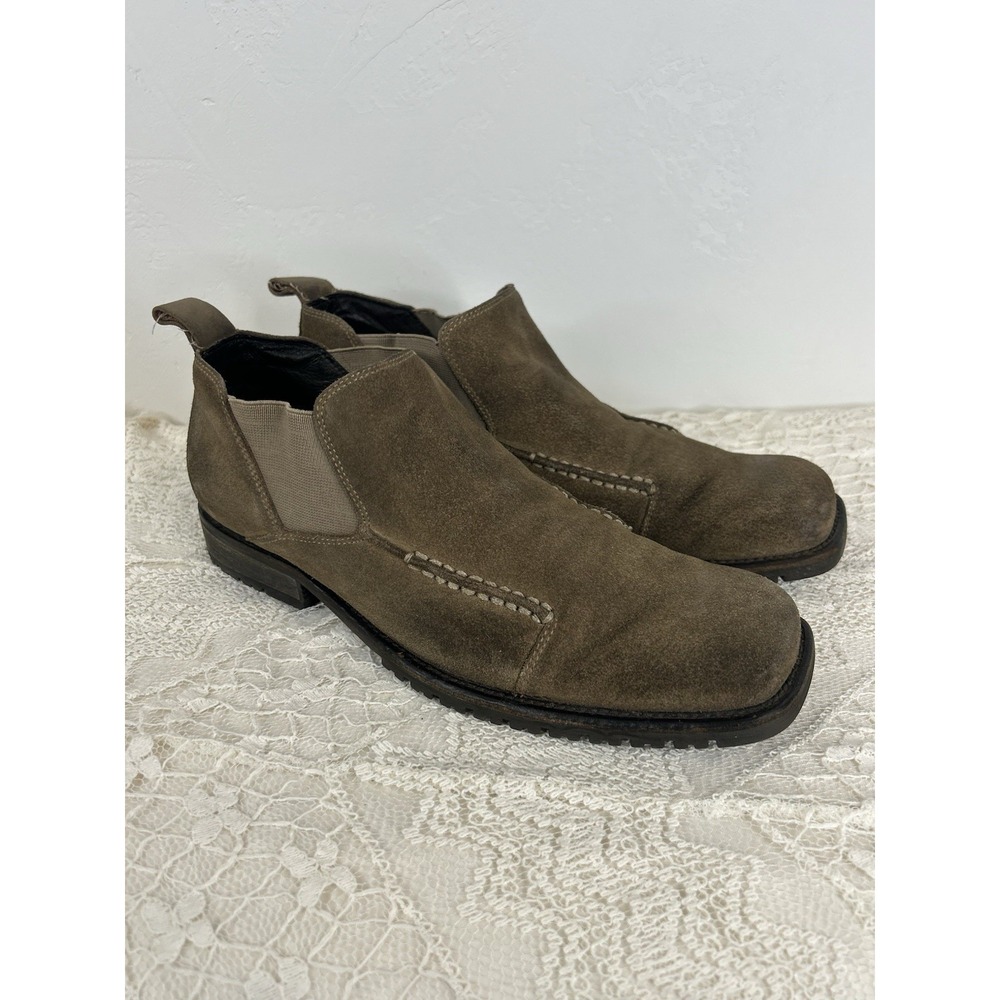 Suede Ankle Boots Men's Size 9.5 Leather Stretch Rustic Tan Aston Grey Shoes